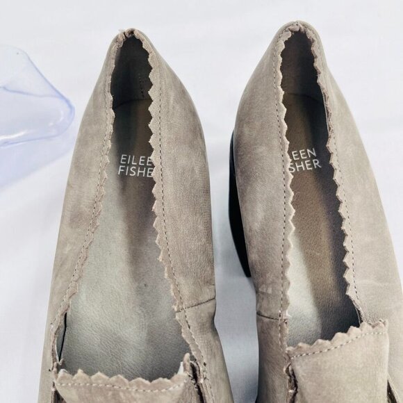 Eileen Fisher Women's Harria Platform Loafer Size 11 In Grey Scalloped Trim - Picture 8 of 14